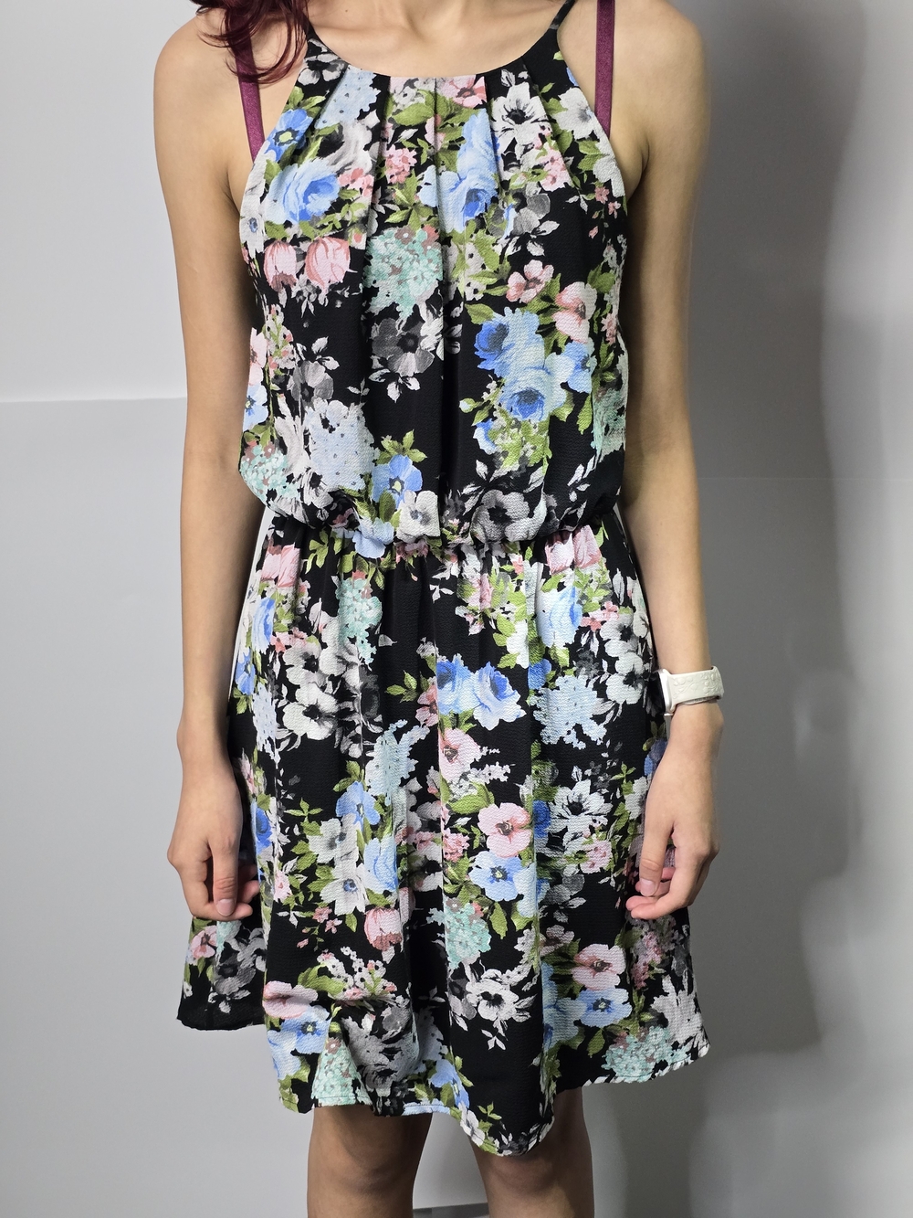 Blue Rain Floral Sleeveless Dress Size M Made in USA